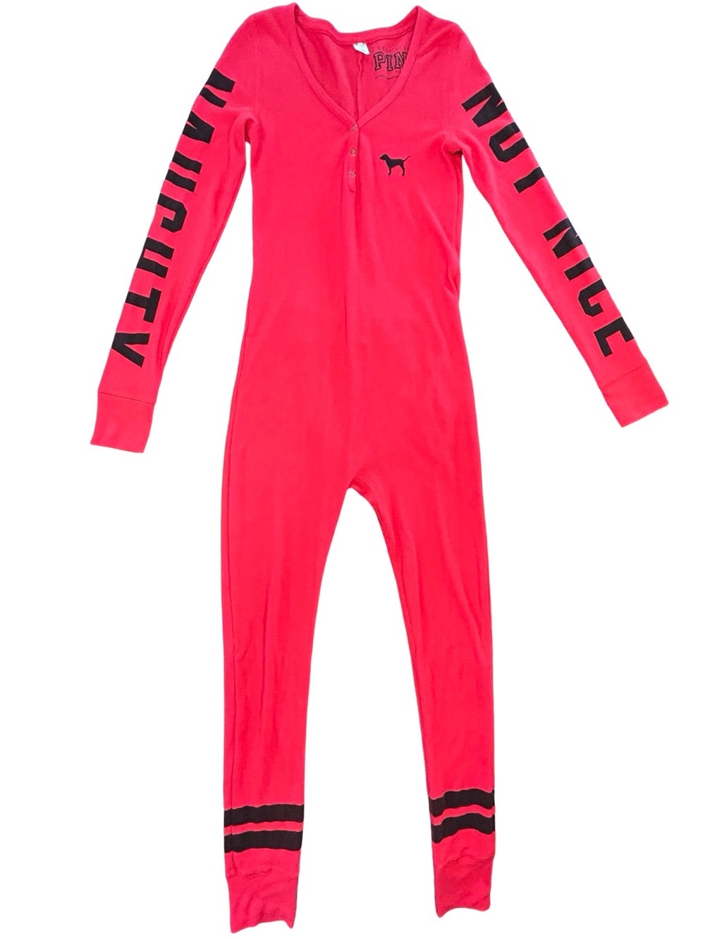 Victoria’s Secret Pink flirty Naughty Not Nice one piece butt flap thermal pjs S